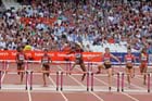 Zuzana ,Hejnova leads Perri Shakes Drayton over the final hurdles during the 400 metres hurdles,  2013 IAAF Diamond League, Sainsbury's Anniversary Games, Queen Elizabeth Olympic Park, London.